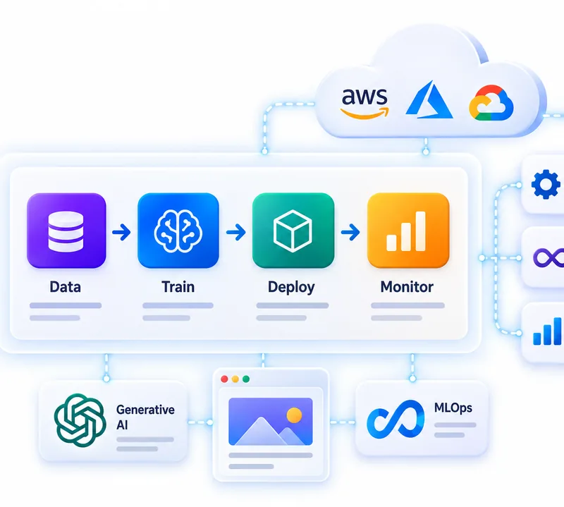 A data, train, deploy and monitor pipeline linked to AWS, Azure and Google Cloud