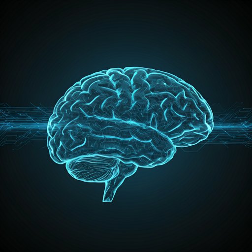 Glowing outline of a human brain on a dark background