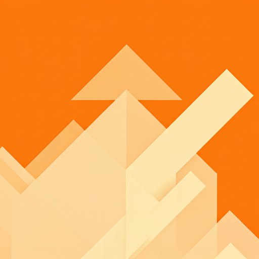 Abstract cream arrows rising on an orange background