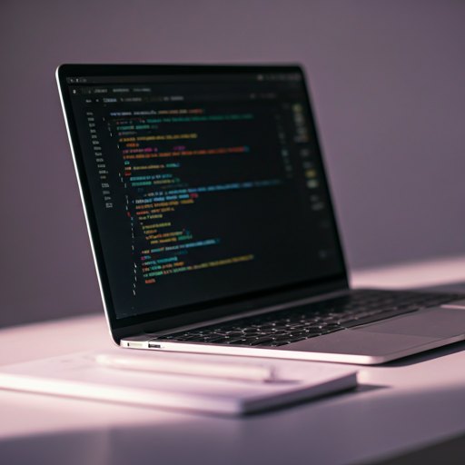 Laptop with code on the screen, on a desk