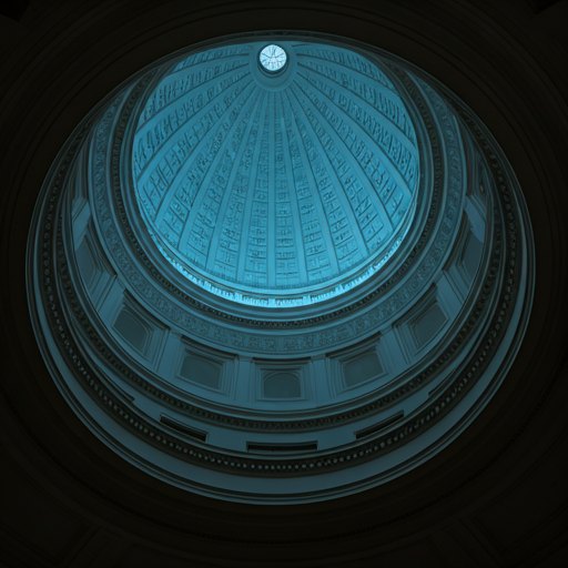 Looking up into the dome of a library